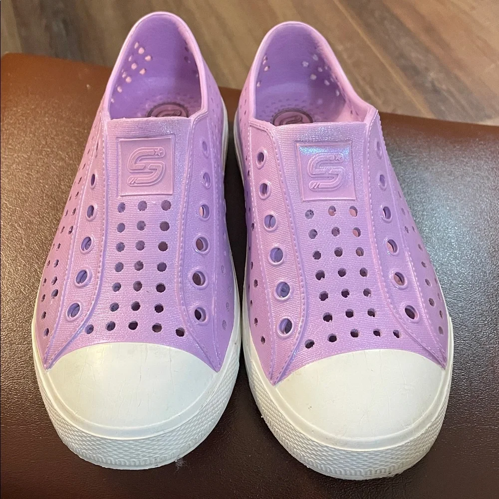 SKECHERS Native Slip On Eva Sneaker Purple White Kids sz 3
